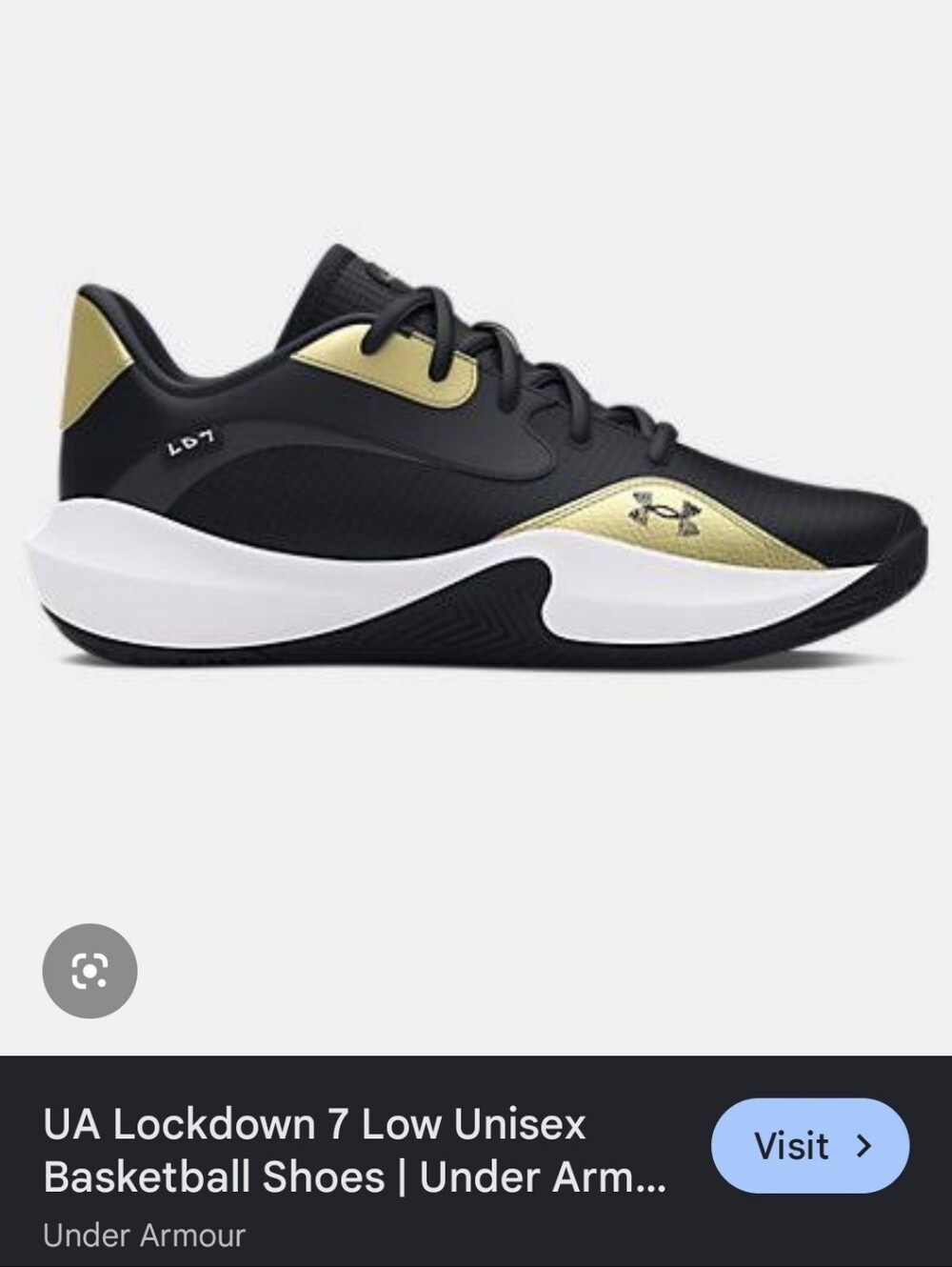 Size 8 Under Armour Lockdown 7 Low Basketball Shoes - Black & Gold